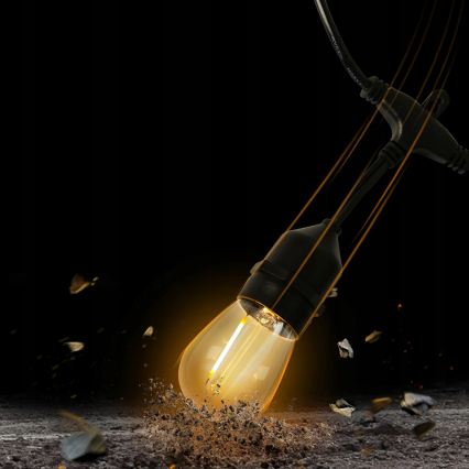 LED външен декоративен гирлянд 10xE27/1W/230V 6,44 m IP44 черен