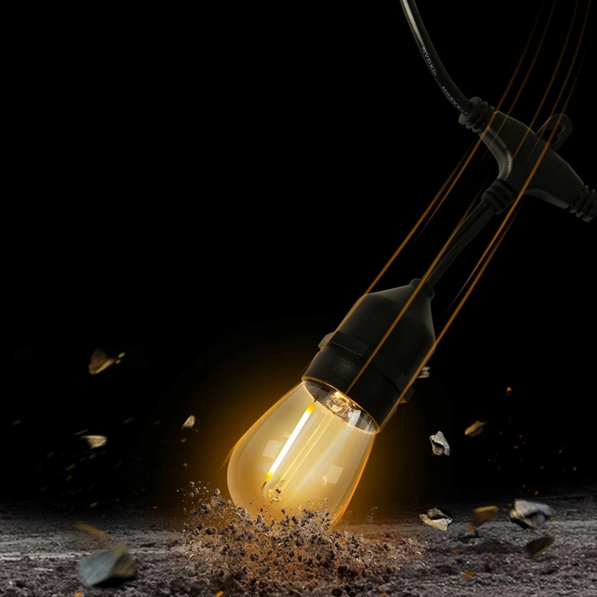 LED външен декоративен гирлянд 10xE27/1W/230V 6,44 m IP44 черен