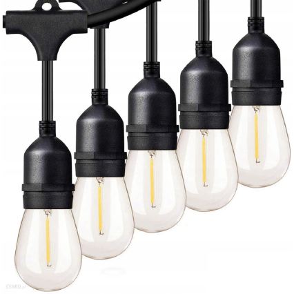 LED външен декоративен гирлянд 10xE27/1W/230V 6,44 m IP44 черен