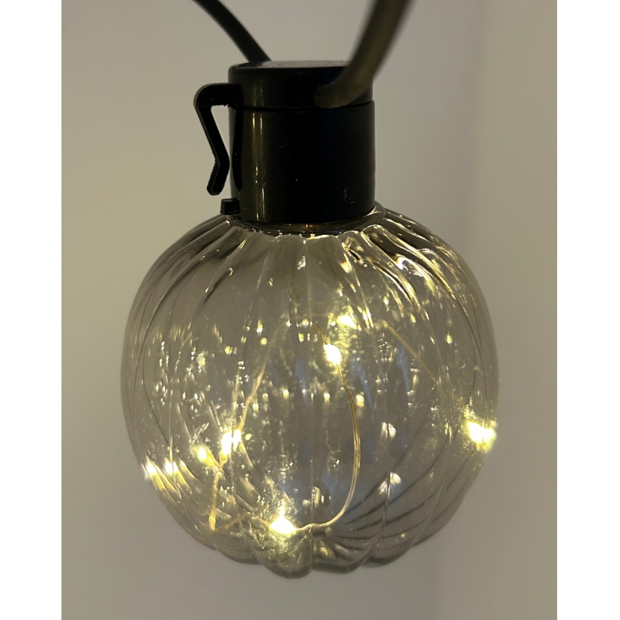 LED външен декоративен гирлянд 10xLED/0,15W/230V 6,8 m IP44 черен/димчат