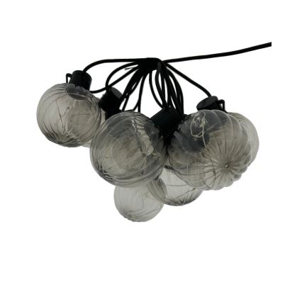 LED външен декоративен гирлянд 10xLED/0,15W/230V 6,8 m IP44 черен/димчат