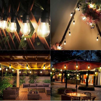 LED Външен декоративен гирлянд 15xE27/1W/230V 15,94 m IP44 черен