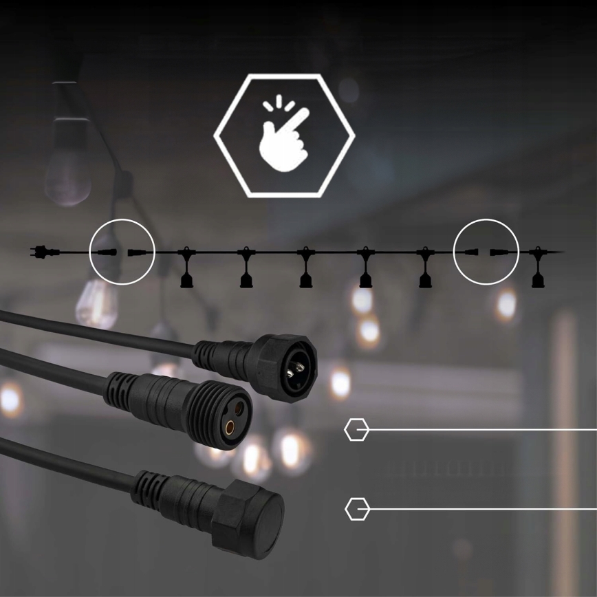 LED Външен декоративен гирлянд 15xE27/1W/230V 15,94 m IP44 черен