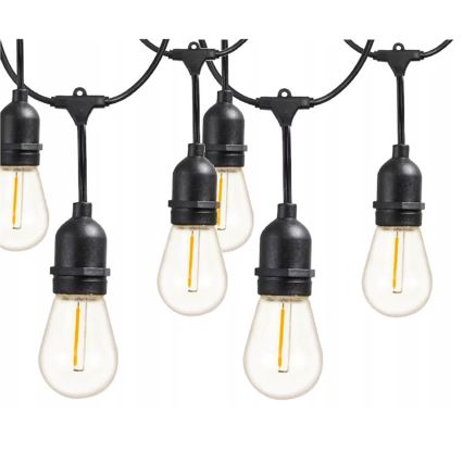LED Външен декоративен гирлянд 15xE27/1W/230V 15,94 m IP44 черен