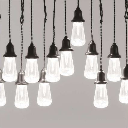 LED външен декоративен гирлянд 16xLED 8,6m IP44 студено бяло