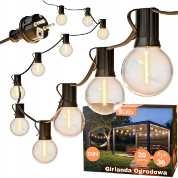 LED външен декоративен гирлянд 36xE12/1W/230V 22,35 m IP65 черен