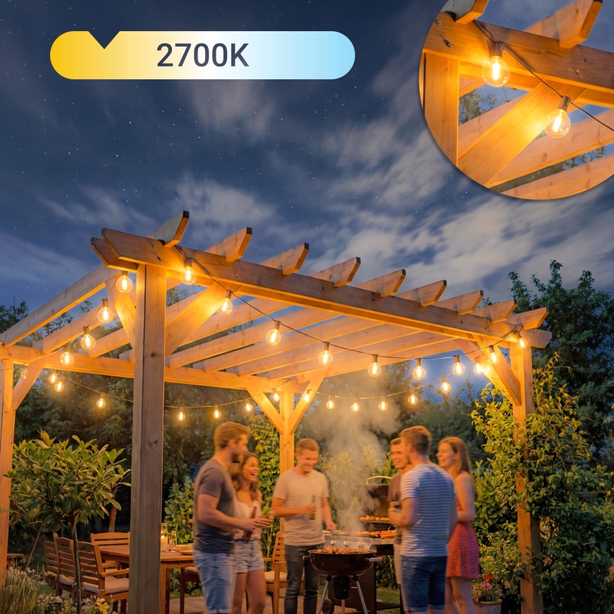 LED външен декоративен гирлянд 36xE12/1W/230V 22,35 m IP65 черен