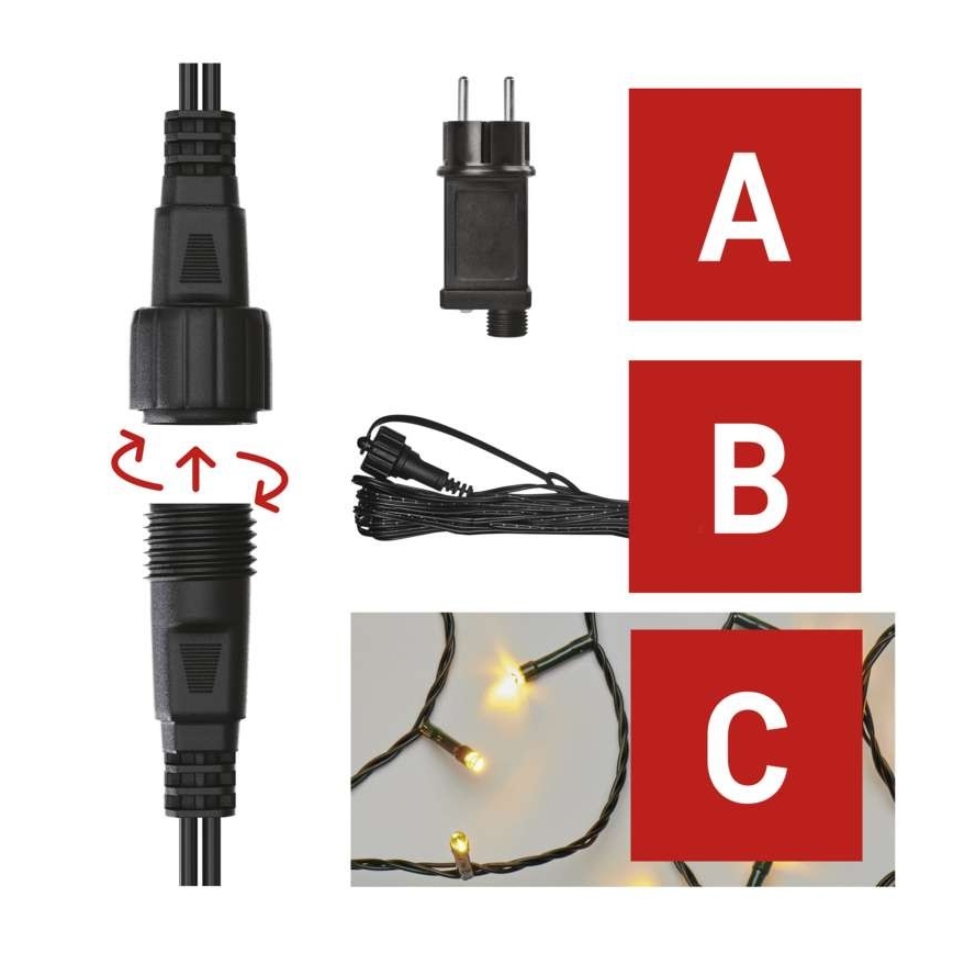 LED външен гирлянд 100xLED/15m IP44 топло бяло