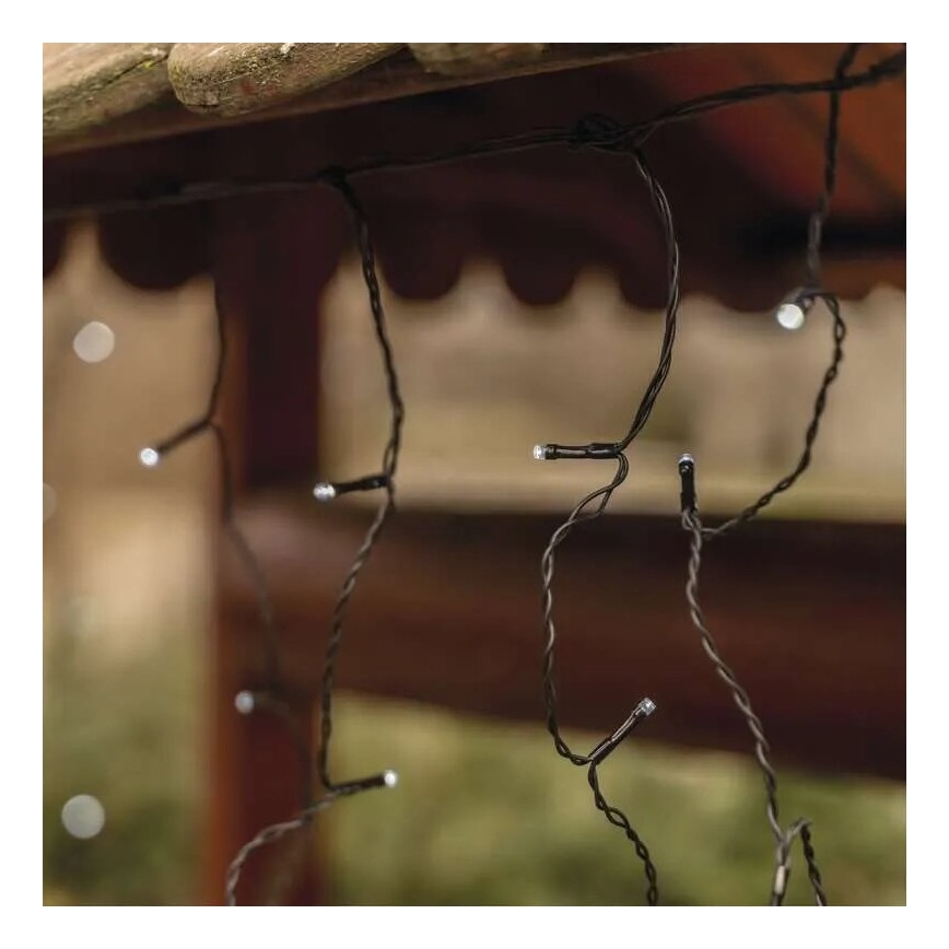 LED външен гирлянд 100xLED/2,5x0,9m IP44 студено бяла