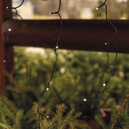 LED външен гирлянд 100xLED/2,5x0,9m IP44 студено бяла