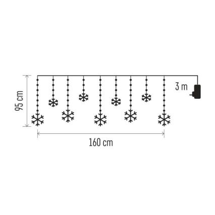 LED външен гирлянд 131xLED/1,6m IP44 студено бяло