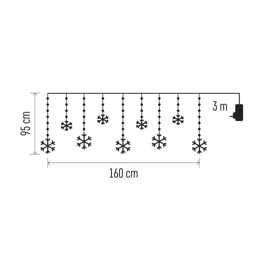 LED външен гирлянд 131xLED/1,6m IP44 студено бяло