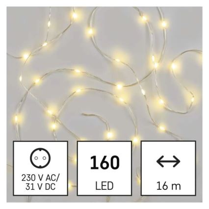 LED външен гирлянд 160xLED/21m IP44 топла бяла
