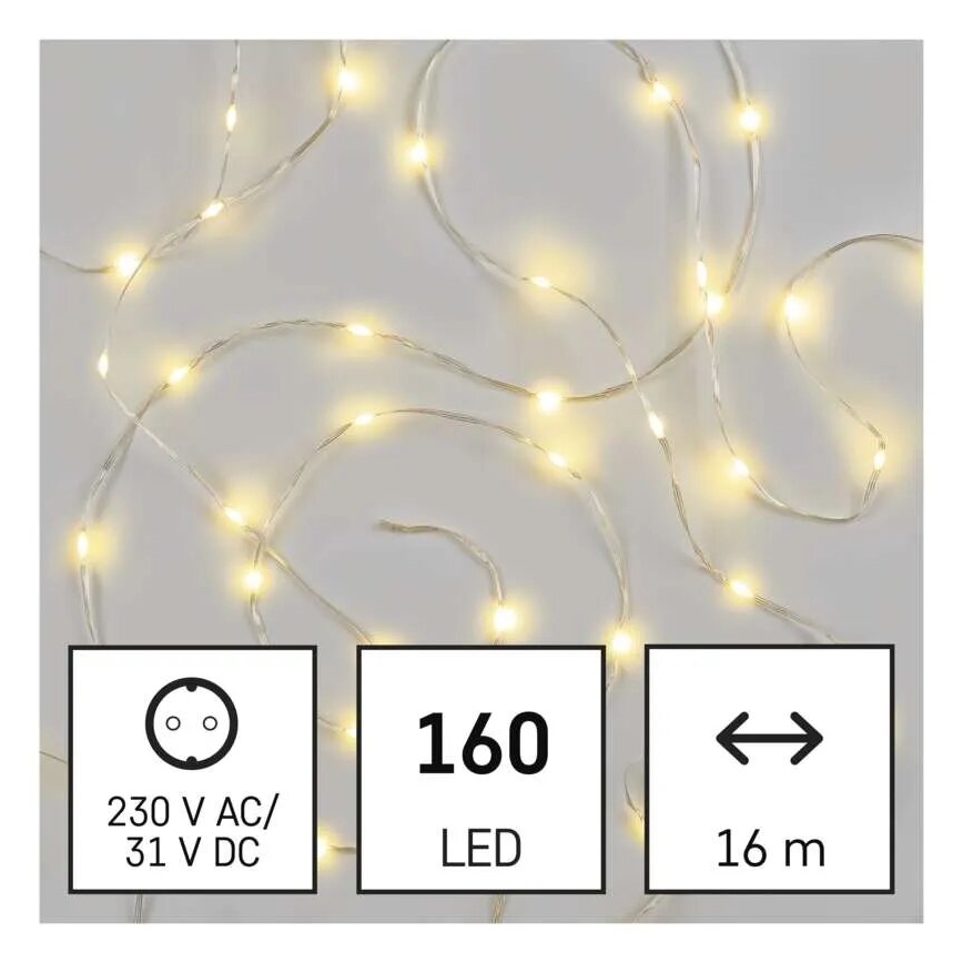 LED външен гирлянд 160xLED/21m IP44 топла бяла