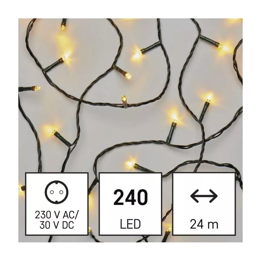 LED външен гирлянд 240 LED / 8 режима, 29 m, IP44, топла бяла светлина