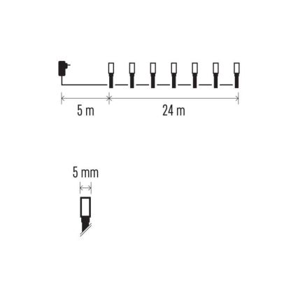 LED външен гирлянд 240 LED / 8 режима, 29 m, IP44, топла бяла светлина