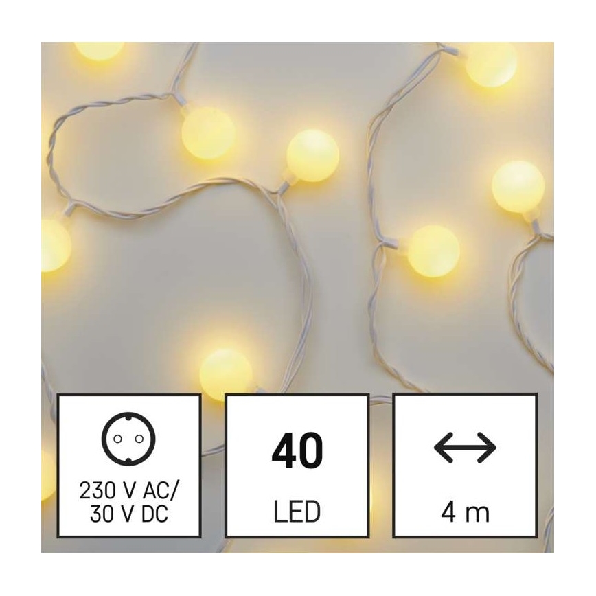 LED външен гирлянд 40xLED/9m IP44 топло бяло