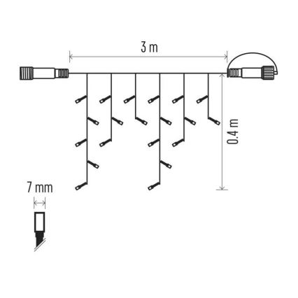 LED външен гирлянд 50xLED/3x0,4m IP44 топла бяла