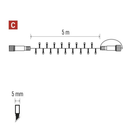 LED Външен  гирлянд 50xLED/5m IP44 студено бяло