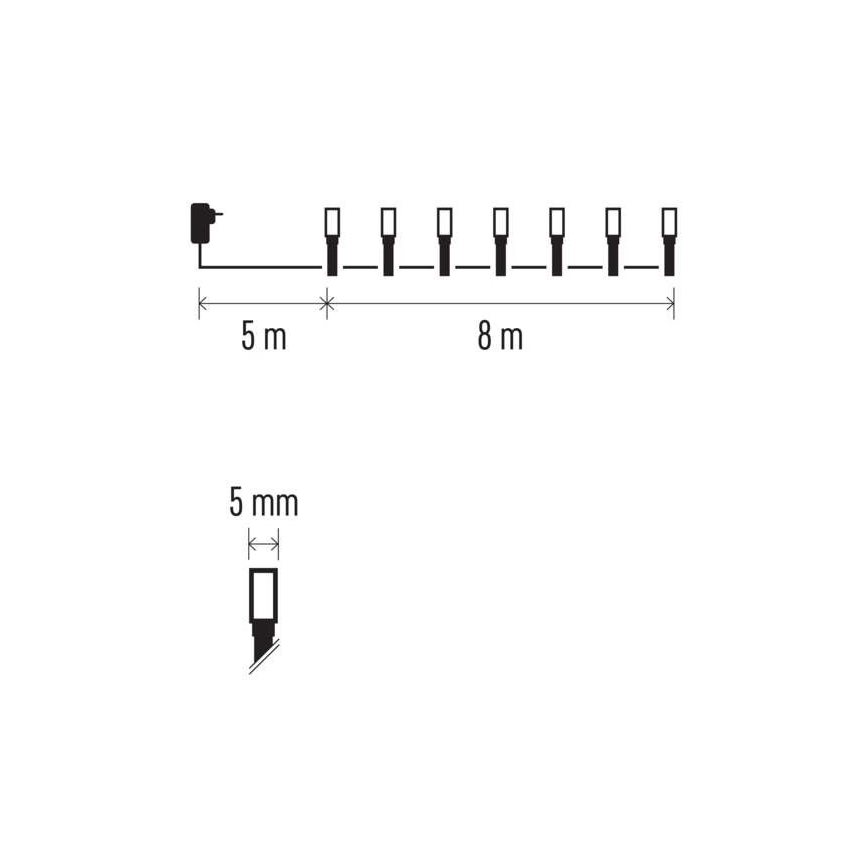 LED външен гирлянд 80 LED/13 m IP44 студено бяло