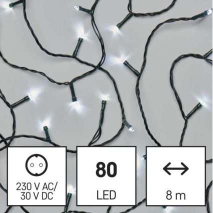 LED външен гирлянд 80 LED/13 m IP44 студено бяло