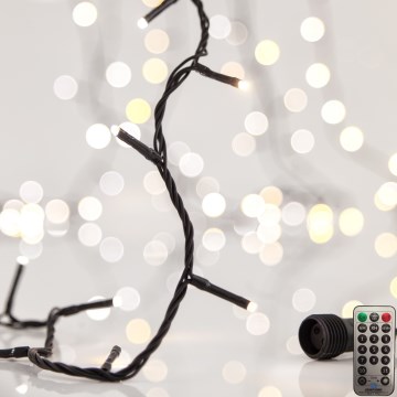 LED външен гирлянд CLUSTER 200xLED/8 функции 2,1 m IP44 топла бяла светлина + дистанционно управление