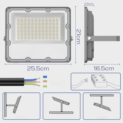 LED външен прожектор LED/100W/230V 4500K IP65 сив