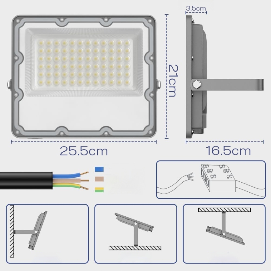 LED външен прожектор LED/100W/230V 4500K IP65 сив