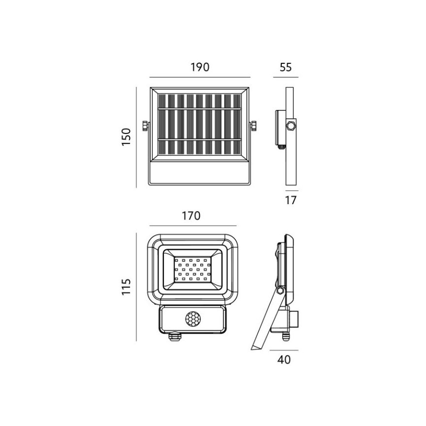LED Външен соларен прожектор със сензор LED/10W/3,7V 6500K IP65 2200 mAh