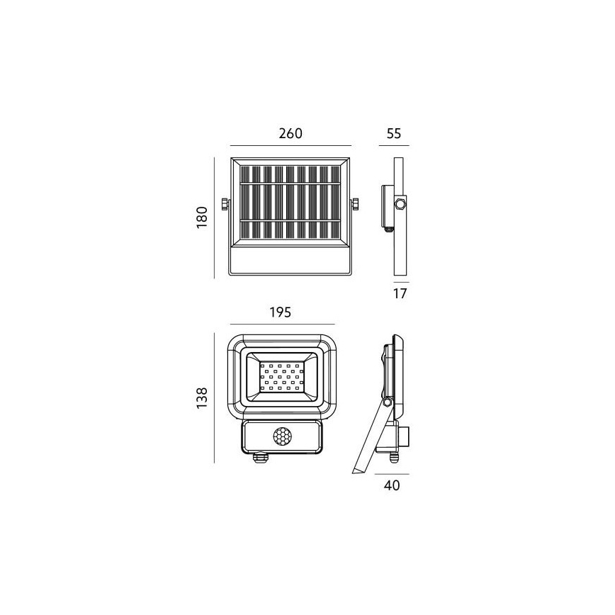 LED Външен соларен прожектор със сензор LED/20W/3,7V 6500K IP65 4400 mAh