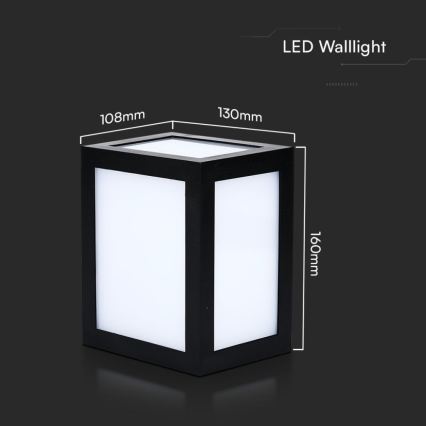 LED външен стенен осветител LED/12W/230V 6400K IP65 черен