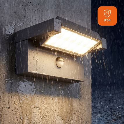 LED външен стенен осветител с сензор за движение и сумрак LED/25W/230V 3000/4000/6500K IP54 черен