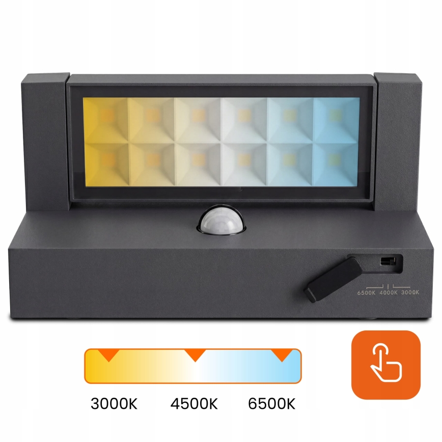 LED външен стенен осветител с сензор за движение и сумрак LED/25W/230V 3000/4000/6500K IP54 черен