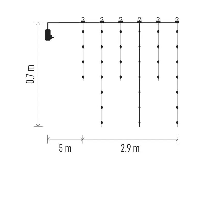 LED външен коледен гирлянд 100xLED/8 функции 7,9x0,7m IP44 топло бяло
