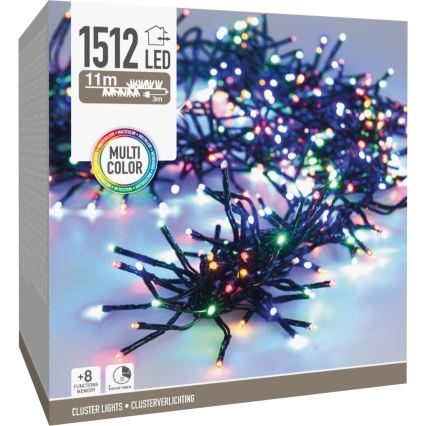 LED външен коледен гирлянд 1512xLED/230V/8 функции 14 m IP44 многоцветен