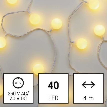 LED Външен коледен гирлянд 40xLED/9m IP44 топло бяло