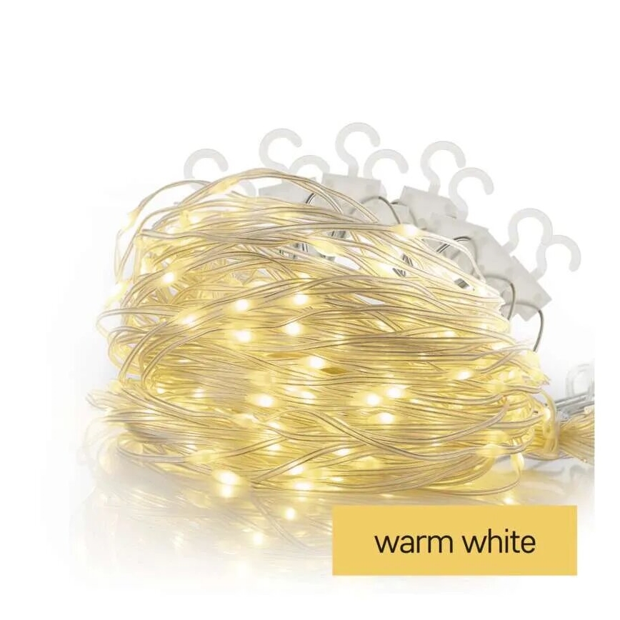 LED Външна коледна верига 54xLED/8 функции 6,7x0,7м IP44 топла бяла