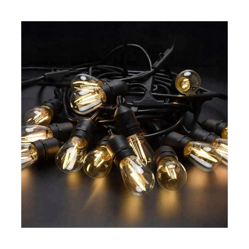 LED външна декоративна гирлянда 20xE27/1W/230V 20,94 m IP44 черна