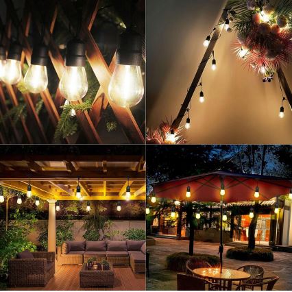 LED външна декоративна гирлянда 30xE27/1W/230V 16,44 m IP44 черна