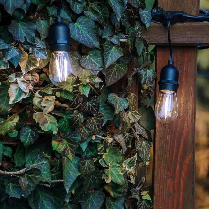 LED външна декоративна гирлянда 30xE27/1W/230V 16,44 m IP44 черна