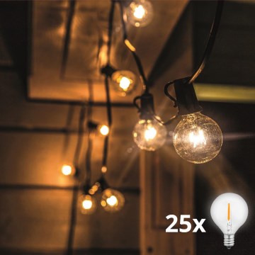 LED външна декоративна верига GIRLANDA 25xE12 20m IP44 топло бяло