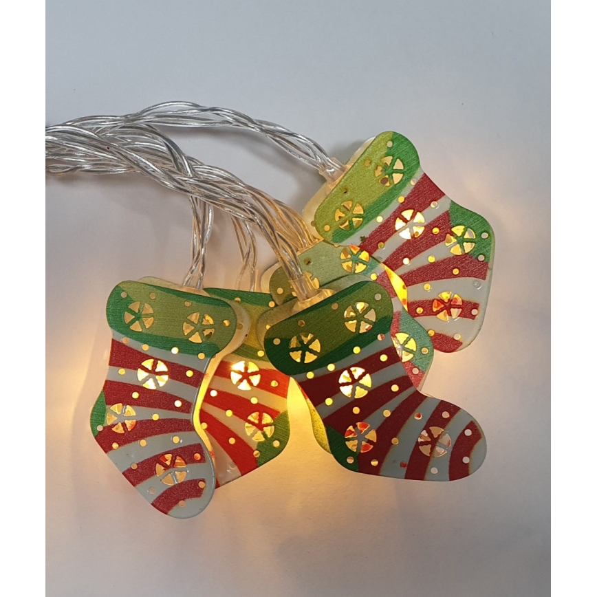 LED външна гирлянда 10xLED/2xAA 1,65 m IP44 топла бяла чорапи