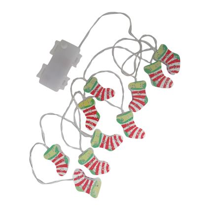 LED външна гирлянда 10xLED/2xAA 1,65 m IP44 топла бяла чорапи