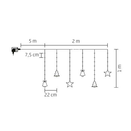 LED външна гирлянда 186xLED 7m IP44 студено бяло