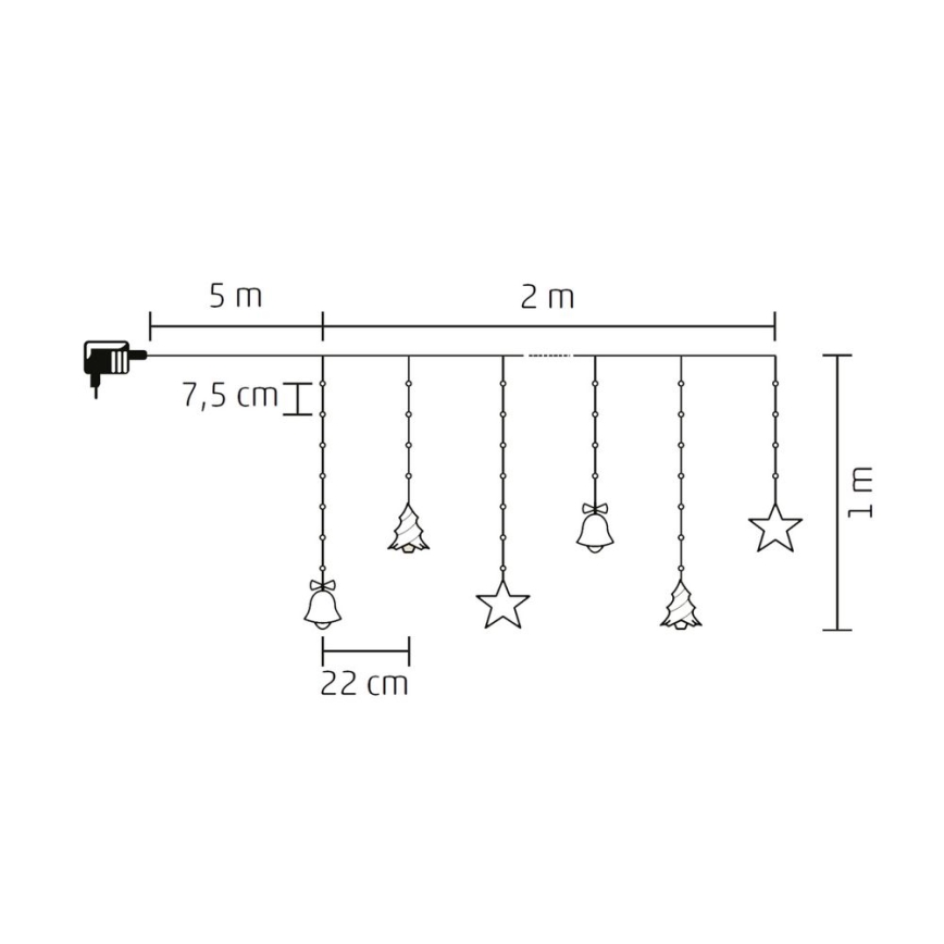 LED външна гирлянда 186xLED 7m IP44 студено бяло
