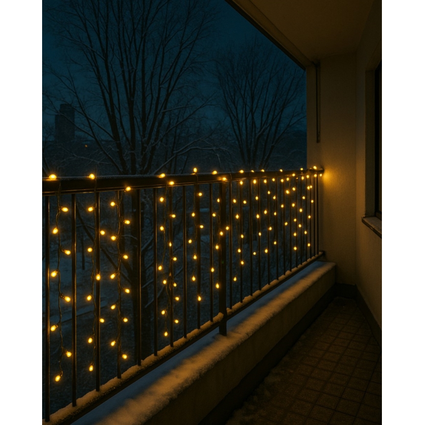 LED външна гирлянда 200xLED/230V 7,6 m IP44 черна