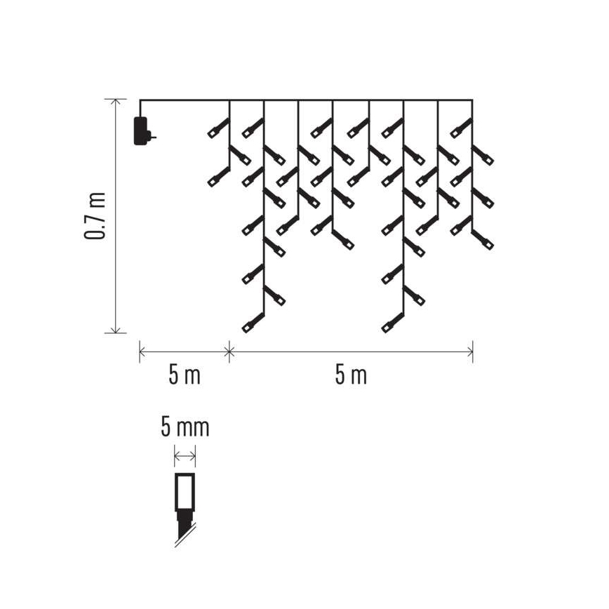 LED външна гирлянда 300 LED/8 режима, 10 m, IP44, топла бяла + дистанционно управление