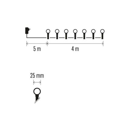 LED  външна гирлянда 40xLED/9m IP44 многоцветна