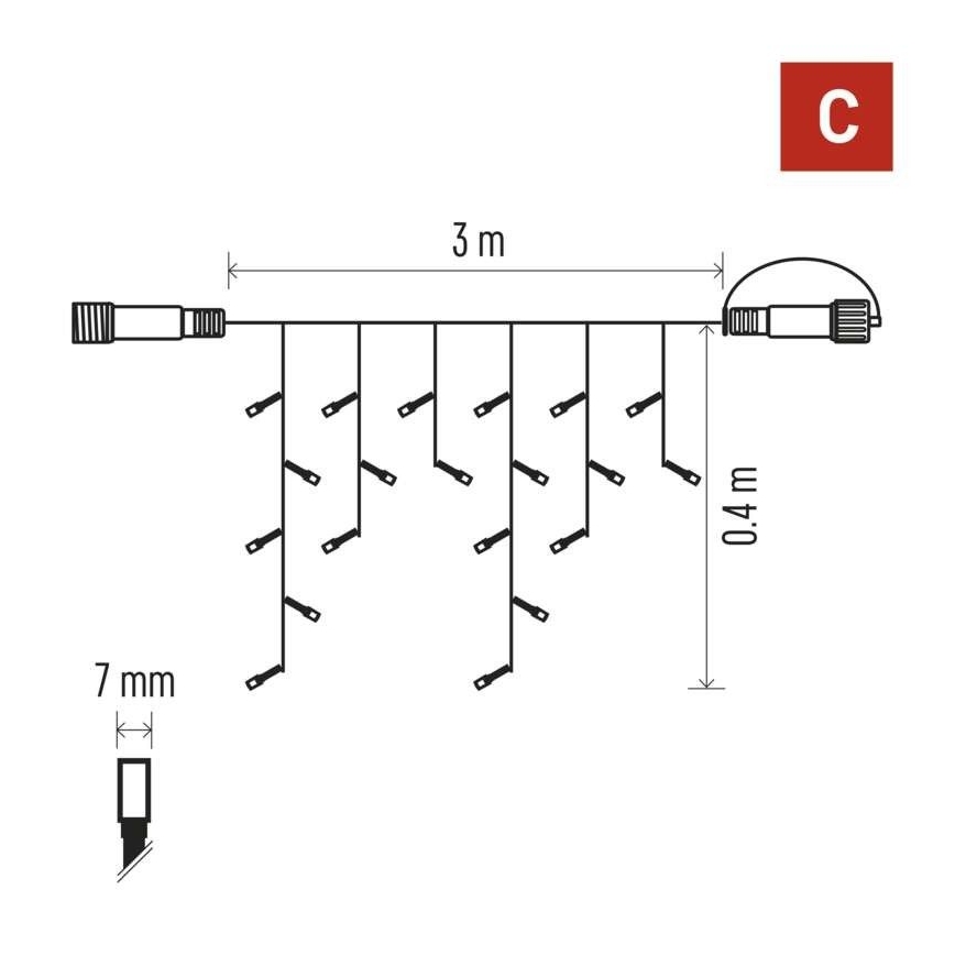 LED външна гирлянда 50xLED/3x0,4m IP44 студено бяла