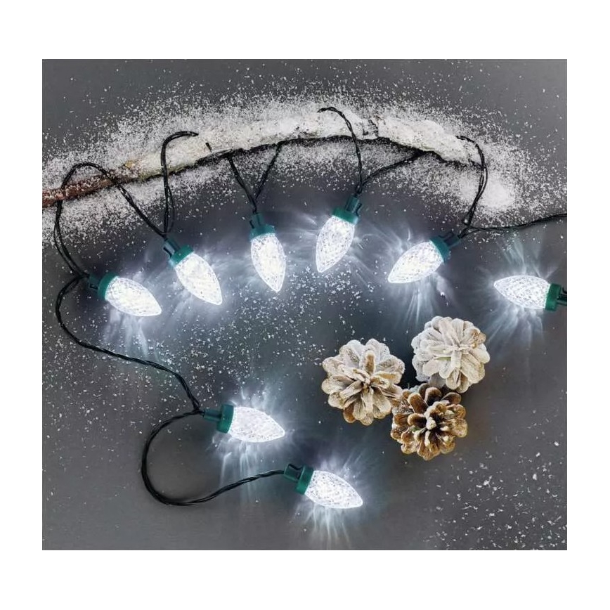 LED Външна  гирлянда 50xLED/8 функции 14,8 m IP44 студено бяло